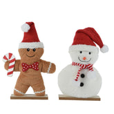 Decoris Polyester Figure with Red Hat 42cm - Gingerbread Man or Snowman (2 Assorted)